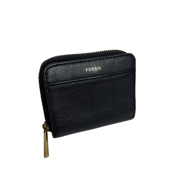 Fossil Jori Bifold Black Zip Around Mini Wallet Card Holder - Picture 2 of 5